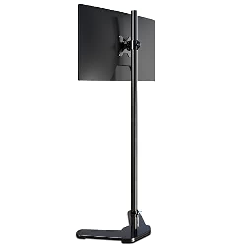 Pholiten Single Tall Monitor Mount, Extra Long Computer Stand with 47 inch Pole, Floor Computer Stand, Free-Standing Monitor Desk Mount Support 13 to 27 inch Screen,22lbs - Sim Racing