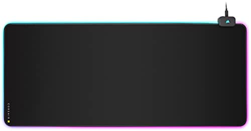 Corsair MM700 RGB Extended Cloth Gaming Mouse Pad - 36.6" x 15.8" - 360° RGB Lighting - Two USB Port Hub - Thick Rubber - Black - Mousepad / Desk Mat