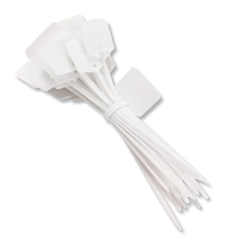 QSFPTEK 4 in Marker Nylon Cable Ties, Plastic Water Proof Tags, Self-Locking Written-on Cord Marker, Security Seals Label for Cabling, Wire Marking Label, Shipping Hanging Tags - White/ 100pcs - Cable Management
