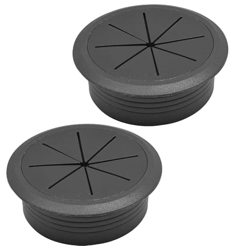Desk Grommet 2" (50 mm), Desk Hole Cover for Cables Black, Cable Grommet ABS Plastic, Desk Hole Grommet for Office and Home Table Cable, Detachable & Flexible Cable Cord Organizer-2 Pcs - Cable Management