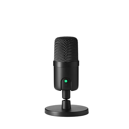 Amazon Basics USB Condenser Microphone for Streaming, Recording, and Podcasting on PC, Plug and Play, Cardioid Pickup, Adjustable Stand with 360° Rotation, Clear Sound, 5.8 x 3.4 inches, Black - Microphone