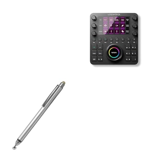 BoxWave Stylus Pen Compatible with Loupedeck CT - DualTip Capacitive Stylus, Fiber Tip Disc Tip Capacitive Stylus Pen - Metallic Silver - Stream Deck