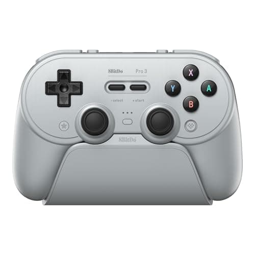 8BitDo Pro 3 Bluetooth Controller for Switch/Switch 2 – TMR Joysticks, Swappable ABXY Buttons, Pro Back Buttons, Charging Dock, Hall Effect Triggers, for Windows, Apple, SteamOS, Android - Gray - Controller