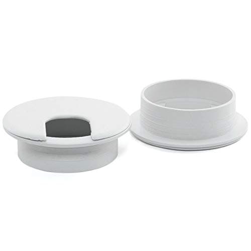 DJDLTGS 2pcs 2 Inch Desk Wire Cord Cable Grommets Hole Cover for Office PC Desk Cable Cord Organizer Plastic Cover (White-2Pcs) - Cable Management
