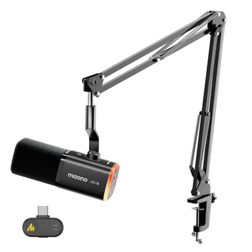 MAONO PD100WS Wireless Gaming Microphone for PC, Dynamic Streaming USB Mic with 3 Level Noise Cancelling,RGB,Mute Button, Software EQ,Computer Boom Mic for Podcast, Vocal Recording, Black - Microphone