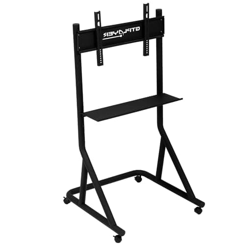 GTPLAYER Monitor Stand Mobile TV Stand with Adjustable Height for 32-65 Inch Display TV Mount Fit for Racing Wheel Stand, Racing Simulator Cockpit, Only Monitor Stand, TV Not Included, Black - Sim Racing