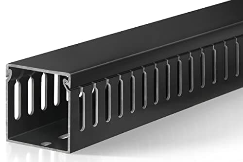 ZhiYo 2x2in Cable Raceway, Server Rack Cable Management Under Desk Cord Organizer, Electrical Safe PVC Cable Hider Open Slot Wire Raceway for Network/PC/TVs, Wire Duct Black - Cable Management
