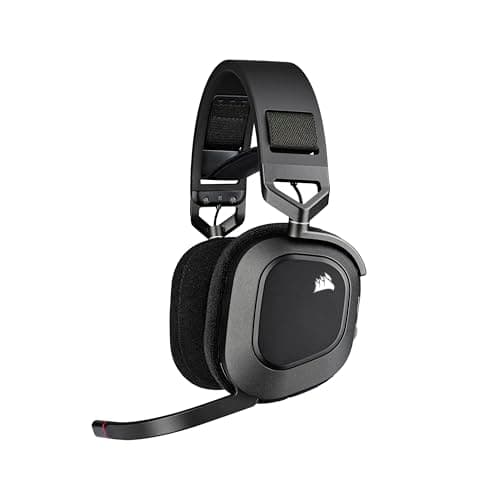 Corsair HS80 RGB Wireless Multiplatform Gaming Headset - Dolby Atmos - Lightweight Comfort Design - Broadcast Quality Microphone - iCUE Compatible - PC, Mac, PS5, PS4 - Black - Gaming Chair