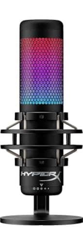 HyperX QuadCast S – RGB USB Condenser Microphone for PC, PS4, PS5 and Mac, Anti-Vibration Shock Mount, 4 Polar Patterns, Pop Filter, Gain Control, Gaming, Streaming, Podcasts, Twitch, YouTube, Discord - Microphone