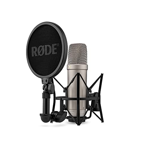 Rode NT1 5th Generation Condenser Microphone with SM6 Shockmount and Pop Filter,Silver - Microphone