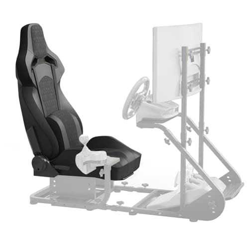 Hmluxury Simulator Racing Seat, Universal PVC Bucket Style Reclinable Sport PU Leather with Adjustable Lock Slide (Black) - Gaming Chair
