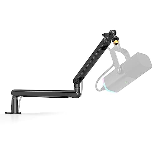 FIFINE Microphone Boom Arm, Low Profile Adjustable Stick Microphone Arm Stand with Desk Mount Clamp, Screw Adapter, Cable Management, for Podcast Streaming Gaming Studio-BM88 - Microphone