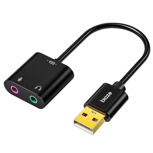 biaze USB to 3.5mm Jack Audio Adapter External Sound Card with 3.5mm Headphone and Microphone TRS Jack to USB Compatible with Windows, Laptops, Desktops Windows, MAC, Linux, PC, PS5, PS4 - Audio Interface