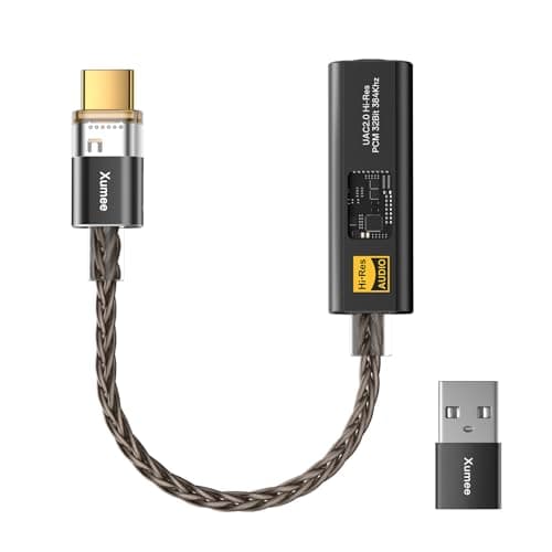 Xumee USB C to 3.5mm Audio Adapter,USB C DAC Dongle with Dual Chip (CX31993 + MAX97220), Hi-Res 32bit/384kHz, DAC AMP Dongle Compatible with iPhone 17/16/15 Series,Galaxy S26/S25/S24,Pixel (Black) - Audio Interface