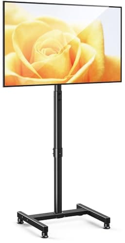 Alphamount AM alphamount TV Floor Stand for 13-43 inch Flat/Curved TVs up to 44 lbs, 8 Level Height Adjustable Monitor Floor TV Stand with VESA 200x200, Portable TV Mount Stand for Living Room, Bedroom, Office - Sim Racing