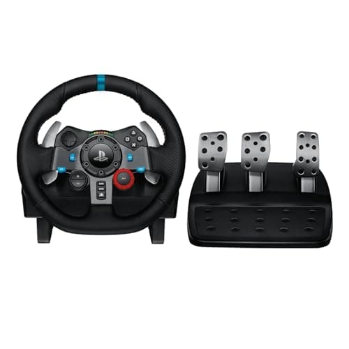 Logitech G29 Driving Force Racing Wheel and Floor Pedals, Real Force Feedback, Leather Steering Wheel Cover for PS5, PS4, PC, Mac - Black (Renewed) - Sim Racing