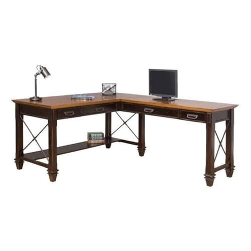 Martin Furniture Hartford Wood 60" L-Shaped Desk in Brown - Desk