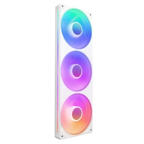 NZXT F360 RGB Core - 360mm Single-Frame Fan Unit with 3 x 120mm RGB Fans - Speed & Lighting Control - High Static Pressure & Airflow - Fluid Dynamic Bearings - 8 aRGB LEDs Per Fan - White - Lighting