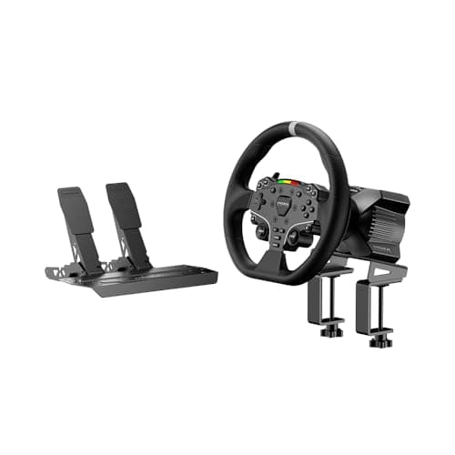 MOZA R3 Racing Simulator 4PCS Wheel & Pedals bundle for PC: R3 Direct Drive Base, ES Lite Steering Wheel, SR-P Lite Pedals and Table Clamp, Black - Sim Racing