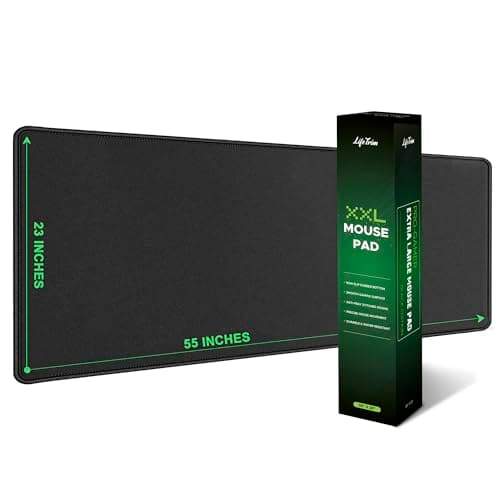 LifeTrim 55” x 23” XXL Mouse Pad Gaming 5mm Thick Extended Keyboard Mat Full Desk Cover Pad XXL Mat Giant Extra Large Gaming Mouse Pad XXXL Mousepad Black Large Desk Mats Deskpad - Mousepad / Desk Mat