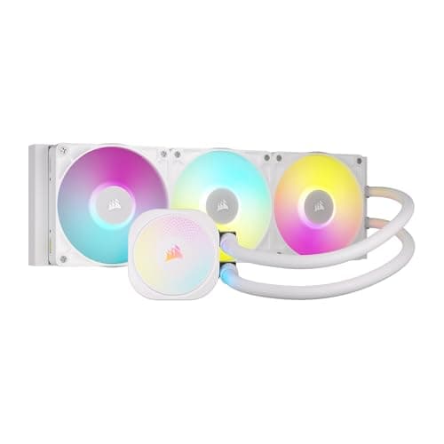 CORSAIR iCUE Link Titan 360 RX RGB Liquid CPU Cooler – 360mm AIO – Low-Noise – FlowDrive Cooling Engine – Intel LGA 1851/1700, AMD AM5/AM4 – 3X RX120 RGB Fans – iCUE Link System Hub Included – White - Lighting