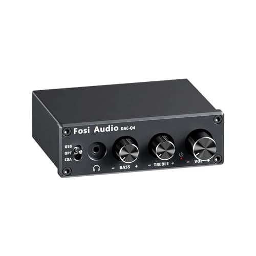 Fosi Audio Q4 DAC Headphone Amp for PC, Desktop Digital to Analog Audio Converter for Home Stereo Amplifier and Powered Speakers, PC-USB/Optical/Coaxial Inputs, 3.5mm Headphone/RCA Outputs - Audio Interface