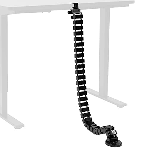 VIVO No Drill Clamp-on Desk Vertebrae Cable Management Kit, Adjustable Quad Entry Flexible Cord Organizer for Home Office, Black, DESK-AC01P-B - Cable Management