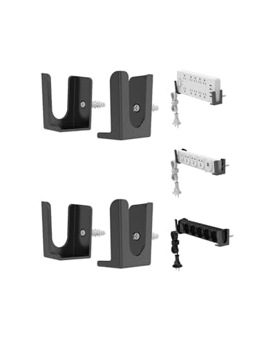 NOTMBESTM Power Strip Holder, 2 Set Power Strip Wall Mount, Punch Free Socket Holder Fit for Under Desk, Bedside and More, Fixed by Adhesive or Screw (Black) - Cable Management