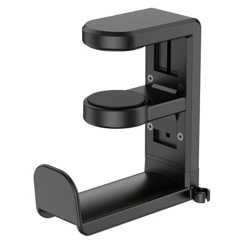 EURPMASK Choose the color of europe EURPMASK Rotating Headphone Stand - PC Gaming Headset Holder, Adjustable Clamp-on Under Desk Hanger With 360 Degree Swivel & Cable Clip Organizer - Black - Desk