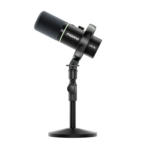 MAONO PD200W Hybrid Wireless Podcast Microphone for PC, Dynamic XLR USB Mic with Desktop Stand, Software, Noise Cancellation, for Vocal Recording, Streaming, Content Creation, Home Studio, Voiceover - Audio Interface