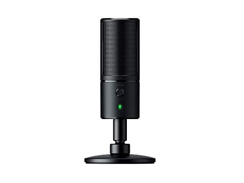 Razer Seiren Emote Streaming Microphone: 8-bit Emoticon LED Display, Stream Reactive Emoticons, Hypercardioid Condenser Mic, Built-in Shock Mount, Height & Angle Adjustable Stand, Classic Black - Microphone