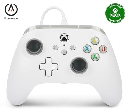 PowerA Wired Controller for Xbox Series X|S - White, gamepad, wired video game controller, gaming controller, works with Xbox One - Controller