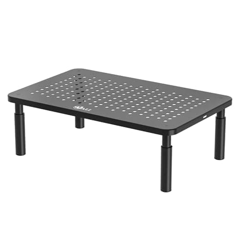 WALI Computer Monitor Stand for Desk, Adjustable Laptop Riser, Desk Monitor Stand Underneath Storage for Office, Home, School Supplies (STT003), 1 Pack, Black - Desk