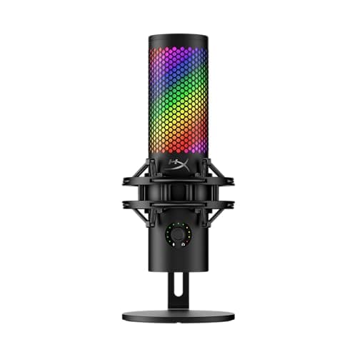 HyperX QuadCast 2 S – USB Microphone, with RGB Lighting, Streaming and Podcasting, with On-Board Controls, LED Lighting, Removable Shock Mount, PC, Mac, USB-C - Black - Microphone