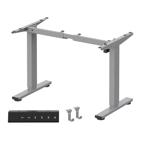 FLEXISPOT EN1 Height Adjustable Standing Desk Frame, Electric Sit Stand Desk Base for Home and Office (Gray Frame Only) - Desk