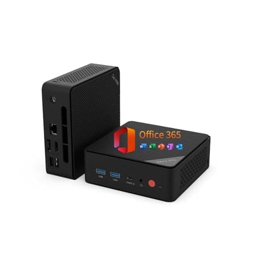 QAZIPO Mini PC, 1 Year Office 365, Intel Pentium Gold 6500Y (up to 3.4GHz), 8GB RAM 256GB SSD, Windows 11 Desktop Computers for Home Office Business Students, Triple 4K Display via USB-C/HDMI/DP, WiFi, BT - Desk