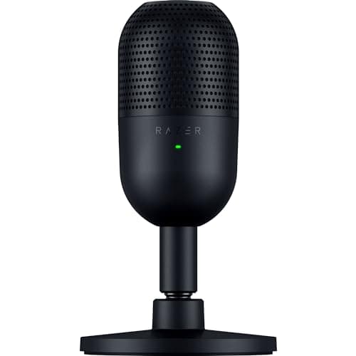 Razer Seiren V3 Mini USB Microphone: Condenser Mic - Supercardioid Pickup Pattern - Tap-to-Mute Sensor with LED Indicator - Shock Absorber - Ultra Compact - PC, Discord, OBS Studio, XSplit - Black - Microphone