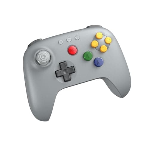8BitDo 64 Bluetooth Controller for Analogue 3D, Switch, Switch 2, Windows, and Android (Grey) - Controller