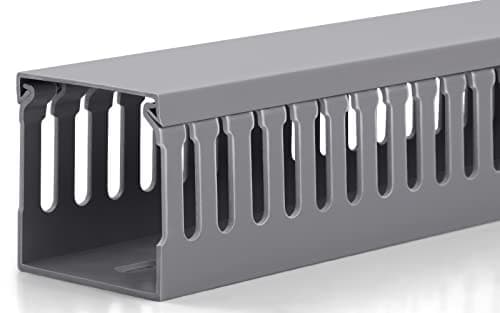 ZhiYo 2x2in Server Rack Cable Management Raceway, Cable Duct Kit, Electrically Safe PVC for Network Wire Management, Open Slot Cord Hider for Computer Under Desk, Grey - Cable Management