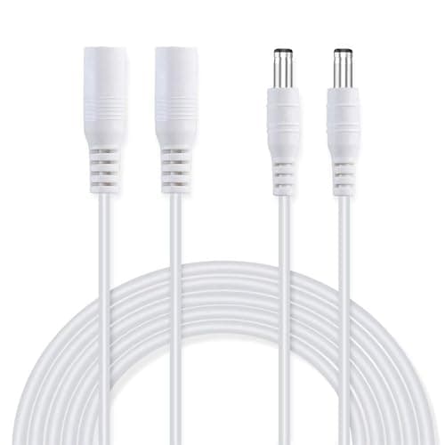 Cable Nahao 2 Pack Power Extension Cable 12ft 2.1mm x 5.5mm Compatible with DC 5V 12V 24V for CCTV Security Camera IP Camera Standalone DVR, LED Strip String Light-Male to Female (White) - Lighting