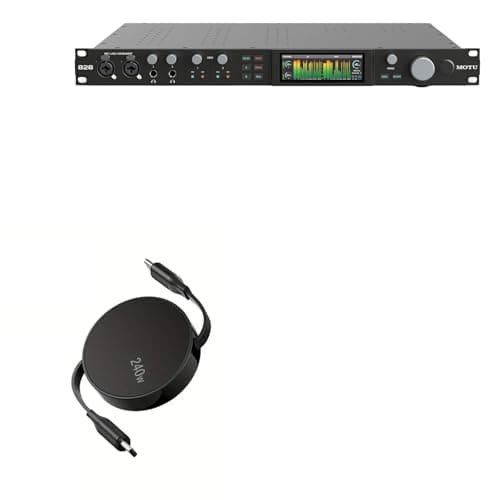 BoxWave Cable Compatible with Motu 828 Audio Interface - PD miniSync (240W), Retractable PD 240W Portable USB Type-C Cable - Jet Black - Audio Interface