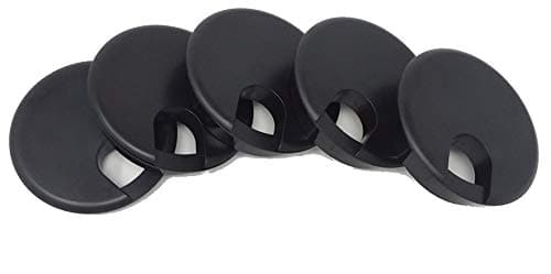 OHPROS Desk Grommet w/Cover for 2.5 Inch Hole. Black Plastic 5 Pack for Cable Management - Cable Management