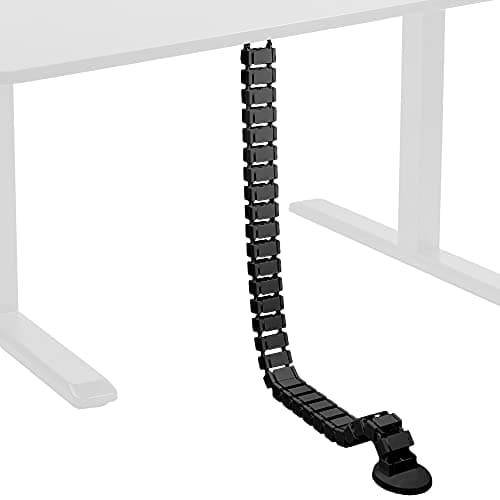 VIVO Under Desk Vertebrae Cable Management Kit, Adjustable Quad Entry Flexible Cord Organizer for Home Office, Black, DESK-AC01C - Cable Management