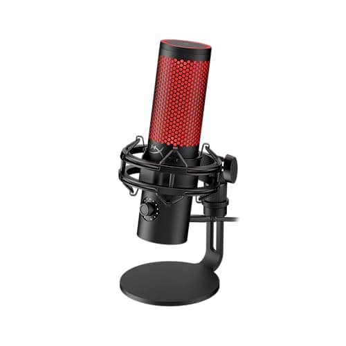 HyperX QuadCast 2 – USB Microphone for Gaming, Streaming and Podcasting, with On-Board Controls, LED Lighting, Removable Shock Mount, PC, Mac, PS5, PS4, USB-C - Black (Renewed) - Microphone