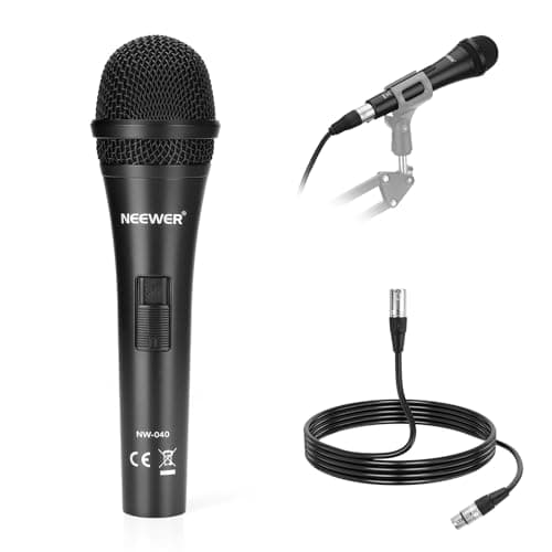 NEEWER NW-040 Cardioid Dynamic Microphone with XLR Cable, Rigid Metal Housing, Unidirectional Pickup Mic for Musical Instruments Voice Public Speech Podcast Singing PC Gaming Streaming Studio, Black - Microphone