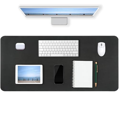 QSYZAIL Desk Pad Mat PU Leather Non-Slip Water-Resistant Desk Matt for Desktop Large Mouse Pad for Office and Home Black 23.6" x 13.8" - Mousepad / Desk Mat