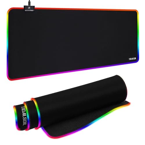 TIDALSOIL RGB Gaming Mouse Pad, 31.5 x 11.8 Inch Oversized Mouse Mat with 12 Light Modes, Non-Slip Rubber Base, Large Keyboard Pad for PC Gaming, Office, Black - Mousepad / Desk Mat