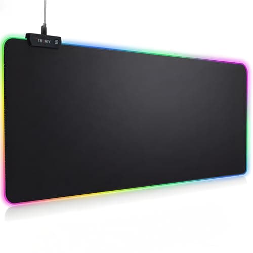 THONIV - RGB Mouse Pad 35.4×15.7 Inches – Extended LED Mouse Pad with 14 Lighting Modes, Gaming Desk Mat, PC Gaming Accessories, Large Keyboard Pad with Non-Slip Rubber Base. - Desk