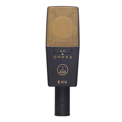 AKG Pro Audio C414 XLII Studio Grade Professional Large Diaphragm, Dual-Capsule, Vocal and Instrument Condenser Microphone with Rugged Aluminum Carrying Case. XLR Connector. Gray with Gold - Microphone