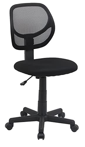 Amazon Basics Low Back Office Chair, Breathable Mesh, Height Adjustable, Padded Seat, Rolling Wheels, Swivel, Back Support, Sturdy, 21.25" D x 22.5" W x 38" H, Black - Gaming Chair